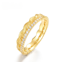 wholesale S925 Sterling Silver Fashion New Twist Rope Ring for Women, Small and Exquisite, Vintage Elegance, Fine Brushed Finish with Diamond Accents, Wholesale-10K gold + swimming paint HK15#