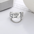 wholesale S925 sterling silver cartoon anime SpongeBob SquarePants pattern ring, stylish Korean-Japanese sweet-cool vibe index finger ring-0-1
