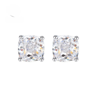 wholesale S925 silver new jewelry, square-shaped stud earrings, simple and chunky, 7*7, best-selling European and American accessories-E056 Cushion-shaped earrings>925 silver