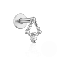 wholesale S925 Sterling Silver Flat Threaded Piercing Chain Earrings With Opal And Crystal Accents-Single platinum #9