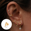 wholesale S925 Sterling Silver Floral Stud Earrings With Cz, Threaded Flat-back For Cartilage And Helix-0-4