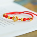 wholesale [925 Silver Gold Plated] New Chinese Style Heirloom Certificate Auspicious Lock Inlaid with Hetian Jade Red Hand-Braided Rope Bracelet for Women-0-1
