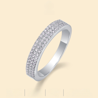 wholesale S925 Silver New European and American Style Elegant Ring for Women, Small Niche, Live Streaming Hot-Selling Full Diamond Band Moissanite Ring in Stock-Moissanite Mido No. 7