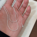 wholesale S925 Sterling Silver Olive Bead Simple Chain Necklace for Women, Summer Versatile Light Luxury Minimalist Collarbone Chain-0-3