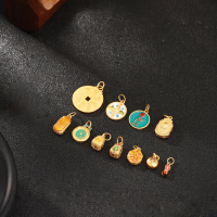 wholesale S925 gold-plated ancient silver enameled Ganesha pendant for DIY handmade beaded woven bracelet necklace accessories-Burnt blue Xile Tiliu