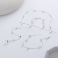 wholesale S925 Sterling Silver Splice-style Round Ball Long Tassel Necklace, Personalized Trendy Street Sweater Chain for Women-0-3