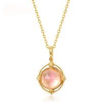 wholesale 925 Silver Gold-Plated Pink Enamel Minimalist Japanese Style Flying Bird Pendant and Geometric Bird Earrings with Pink Crystal for Women Wholesale-Pendant without chain 925 silver