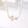 wholesale New minimalist and elegant sterling silver shell plum blossom necklace for women, French retro design freshwater pearl necklace, best-selling-0-0