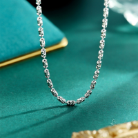 wholesale S925 Sterling Silver Laser Beaded Necklace for Women, Flashy, Korean-style, Minimalist, Exquisite, Fashionable, Unique, Niche Design Choker-Laser Bead Necklace/Approx. 7.14g&gt;XL001096-1