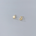 wholesale S925 Sterling Silver Single Diamond Star and Moon Asymmetric Earrings G8343-0-1