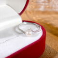 wholesale S925 Sterling Silver Ins Style Freshwater Pearl Ring for Women, Minimalist and Elegant with Adjustable Open Shank-0-0