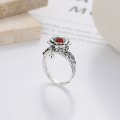 wholesale S925 silver vintage classic lotus flower design openable rotating creative ring-0-1