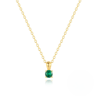 wholesale S925 Sterling Silver Geometric Birthstone Pendant Necklace With Zircons, Ins Style Daily Wear, In Stock Gift-Gold-Light Green Diamond 925 Silver