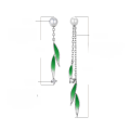 wholesale 925 Silver Summer Versatile Bamboo Leaf Asymmetric Earrings New Chinese Style Earrings High-end Women's Pearl Earrings-0-2