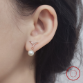 wholesale S925 Sterling Silver Rose Gold Minimalist Leaf Bud Pearl Earrings for Summer Commute, Wholesale Elegant Style-0-3