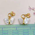 wholesale S925 Gold-Plated Sterling Silver Natural White Shell "Peace and Joy" Butterfly Drop Necklace Bracelet DIY Components-0-13