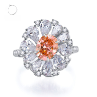 wholesale S925 Silver New Imported High Carbon Diamond Oval 7*9 Padparadscha Ring for Women Live Stream Style-R428 Padparadscha No.6