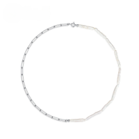 wholesale S925 Silver Gold-Plated Exaggerated Toothpick Pearl Necklace Women's New Korean Style Wholesale from Manufacturer-NL019836 925 silver