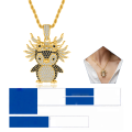 wholesale Pure silver creative domineering kirin dragon head hip-hop penguin pendant exaggerated full diamond mixed color hiphop unisex necklace-0-5
