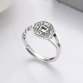 wholesale S925 Sterling Silver Retro Antique Coin Hard Chain Style Openwork Mix-and-Match Open-End Ring-0-0