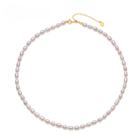 wholesale S925 Sterling Silver Fashion Minimalist Freshwater Pearl Necklace for Women, Exquisite and High-End Collarbone Chain Jewelry Gift for Best Friend-10K gold + swimming paint  925 silver