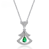 wholesale 925 Silver Cross-Border New Luxury Style Cultivated Emerald Dress Pendant Necklace Women's Choker Wholesale from Manufacturer-Thick Silver Platinum 925 Silver
