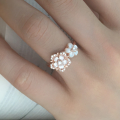 wholesale Original design zircon ring, 925 silver flower ring for women, luxury style, high-end, niche, elegant jewelry wholesale-0-3