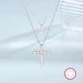 wholesale Sterling Silver S925 Women's Versatile Diamond-Studded Cross Pendant Choker Necklace, Cross-Border Hot-Selling Niche Design High-End Feel-0-2
