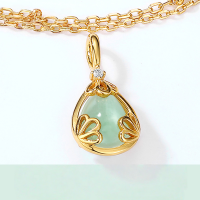 wholesale 925 Silver Vintage Style Crown Drop Pendant Bracelet for Women, Featuring Aventurine and Clear Crystal in a Classic Japanese Teardrop Design-[Pendant] Without chain 925 silver