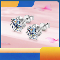 wholesale Wholesale OEM ODM custom-made sterling silver/18K gold/platinum moissanite stud earrings with trendy niche designs - sample, drawing, or prototype accepted-White - 0.1+0.1 carats  925 silver