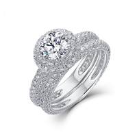 wholesale [925 Silver] Cross-Border New Fashion Trend Beloved Forever Moissanite Diamond Ring for Women, Light Luxury Style Stackable Ring Wholesale-Moissanite (round 6.5*6.5MM/1CT) US7#