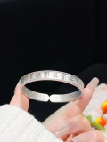 wholesale 9999 Pure Silver "Ocean Oath and Mountain Pledge" Bracelet – Chinese Trend Style, New Chinese Retro, High-End Aesthetic, Openable Bangle-0-5