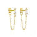 wholesale 925 Sterling Silver Hot-Sell Pearl and Diamond Drop Earrings with Chain Tassel-0-4