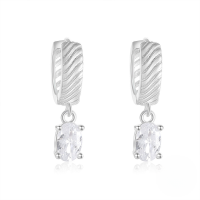 wholesale S925 Sterling Silver Single-row Zircon Turquoise Love Turtle Ear Hoops-Silver plated #4 925 silver