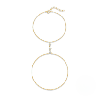 wholesale S925 Sterling Silver Classic Bestselling Four-leaf Clover Zircon Accent Ring Chain Bracelet, New Light Luxury Versatile Ring Chain For Women-Gold 925 silver