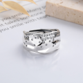 wholesale S925 Sterling Silver Irregular Geometric Zircon Inlay Wide Band Ring for Bold Personality, Euro-American Hip-Hop Style-0-1
