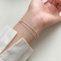 wholesale S925 Silver Nalan Fresh Sweet Ins Style Small and Unique Design Double Layer Beaded Snake Chain Bracelet Anklet S7876-S925 Silver Bracelet Gold