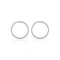 wholesale 925 Sterling Silver Round Hoop Stud Earrings with Zirconia, Ins Luxury High-end Minimalist European and American Style-0-0