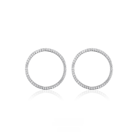 wholesale 925 Sterling Silver Round Hoop Stud Earrings with Zirconia, Ins Luxury High-end Minimalist European and American Style-Platinum>925 silver