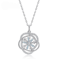 wholesale S925 sterling silver new elegant and fashionable blue spinel snowflake pendant Korean style necklace for women wholesale-0-0