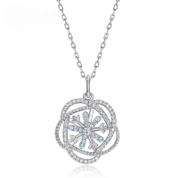wholesale S925 sterling silver new elegant and fashionable blue spinel snowflake pendant Korean style necklace for women wholesale-Thick silver platinum (pendant does not include chain)  925 silver