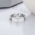 wholesale S925 Sterling Silver English Chain Braided Minimalist Ins Style Open Ring-0-1