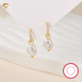 wholesale S925 Sterling Silver Imitation Pearl Diamond-Studded Ear Clips Drop Earrings Cross-Border Hot Purchase Fashion INS High-End Earrings-0-2