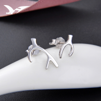 wholesale S925 Sterling Silver Fashion-Forward Minimalist Korean Japanese Style Student Deer Antler Earrings Creative Fresh Cross-Border New Arrival-Earrings-Not with Tremella Plugs 925 Silver