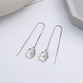 wholesale S925 sterling silver retro lotus leaf long tassel earrings with a literary ancient style, elegant and versatile-0-1