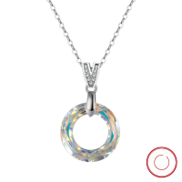 wholesale S925 Sterling Silver Geometric Circle Austrian Crystal Pendant Necklace for Women, Cross-Border Best-Seller, Manufacturer-Platinum, length 45cm 925 silver