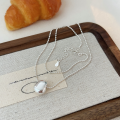 wholesale S925 Sterling Silver Oval Pendant Necklace for Women, Minimalist Collarbone Chain, Small Ins Style with a Premium Feel-0-4