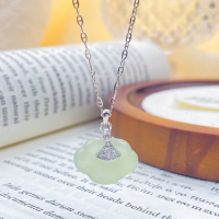 wholesale S925 Sterling Silver Chuangke Hetian Jade Ruyi Peace Lock Necklace for Women, Fashionable Chinese Style Design High-End Collarbone Chain-Hetian Jade Ruyi Lock Necklace 925 Silver