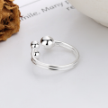 wholesale S925 Sterling Silver Irregular Bead Silver Ball Line Open Ring Korean Style Ins Minimalist Index Finger Ring-0-2