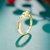 wholesale 925 Sterling Silver New Chinese Style Women's Dragon Ring, Niche High-End Light Luxury Gift, Silver Index Finger Ring Wholesale-14K gold + swimming protection color No. 7